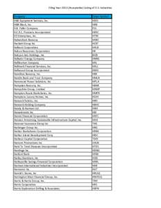 Filing Year[removed]Acceptable) Listing of U.S. Industries Company H&E Equipment Services, Inc. H&R Block, Inc. H.B. Fuller Company H.E.R.C. Products Incorporated