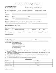 Occoneechee State Park Marina Slip Rental Application