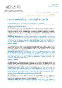 Case law / Dudgeon v United Kingdom / Sutherland v United Kingdom / S. L. v. Austria / Modinos v. Cyprus / Homosexual Offences (Northern Ireland) Order / X v United Kingdom / Law / Article 8 of the European Convention on Human Rights / European Convention on Human Rights