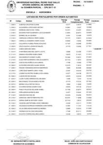 FECHA :  UNIVERSIDAD NACIONAL PEDRO RUIZ GALLO OFICINA GENERAL DE ADMISION 1er EXAMEN PARCIAL - CPUIII