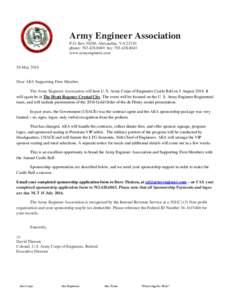 Army Engineer Association P.O. Box 30260, Alexandria, VAphone: fax: www.armyengineer.com  26 May 2016