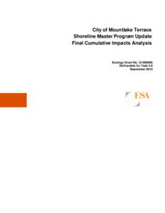 City of Mountlake Terrace Shoreline Master Program Update Final Cumulative Impacts Analysis Ecology Grant No. G1000006 Deliverable for Task 3.6