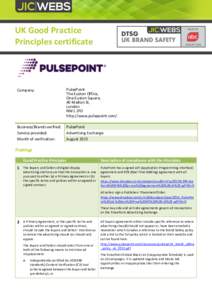 UK Good Practice Principles certificate Company:  PulsePoint