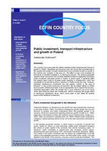 Public investment, transport infrastructure and growth in Poland. Country focus[removed].