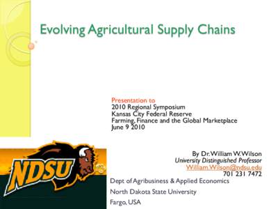 Evolving Agricultural Supply Chains