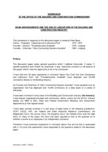 SUBMISSION TO THE OFFICE OF THE BUILDING AND CONSTRUCTION COMMISSIONER SHAM ARRANGEMENTS AND THE USE OF LABOUR HIRE IN THE BUILDING AND CONSTRUCTION INDUSTRY