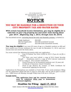 CITY OF DELAWARE CITY 407 CLINTON STREET – P. O. BOX 4159 DELAWARE CITY, DE[removed]4573  NOTICE