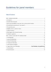 Guidelines for panel members Table of Contents PART I: GENERAL GUIDELINES ................................................................................................................. 2 1. Introduction...............
