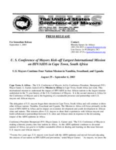 Irma Anderson / James Garner / AIDS pandemic / Local government in the United States / Politics of the United States / Health / United States Conference of Mayors / HIV/AIDS / HIV/AIDS in Africa