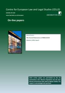 CELLS ONLINE PAPER SERIES , VOLUME 3 (NUMBER[removed]Centre for European Law and Legal Studies (CELLS) SCHOOL OF LAW