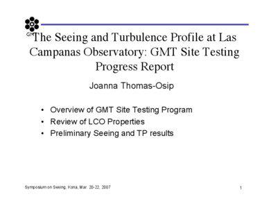 The Seeing and Turbulence Profile at Las Campanas Observatory: GMT Site Testing Progress Report