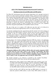 Information note on AEO C-TPAT mutual recognition agreement between USA and EU