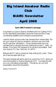 Big Island Amateur Radio Club BIARC Newsletter