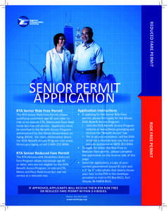 REDUCED FARE PERMIT SENIOR REDUCED FARE PERMIT SENIOR PERMIT APPLICATION RTA Senior Ride Free Permit