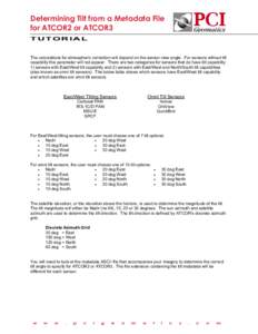 Determining Tilt from a Metadata File for ATCOR2 or ATCOR3 TUTORIAL The calculations for atmospheric correction will depend on the sensor view angle. For sensors without tilt capability this parameter will not appear. Th
