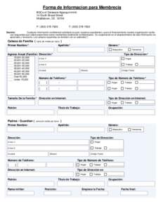 Forma de Informacion para Membrecia BGCs of Delaware/Appoquinimink 14 South Broad Street Middletown, DE[removed]P: ([removed]