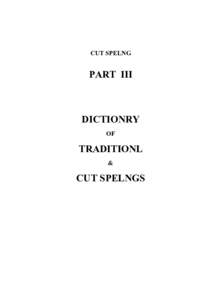 Cut Spelng Dictionry Tytl & Introd
