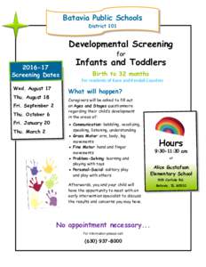 Batavia Public Schools District 101 Developmental Screening for