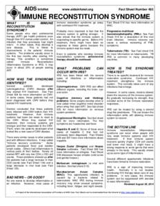 AIDS InfoNet  www.aidsinfonet.org Fact Sheet Number 483