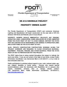 Florida Department of Transportation RICK SCOTT GOVERNOR 555 Camp Road Cocoa, FL 32927