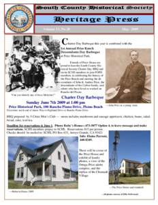 South County Historical Society  Heritage Press Volume 13, No 20  May 2009