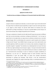 DROIT ADMINISTRATIF ET COMMUNICABILITE EN AFRIQUE PAR DEMBA SY Agrégé des Facultés de Droit Faculté des Sciences Juridiques et Politiques de l’Université Cheikh Anta DIOP de Dakar  INTRODUCTION