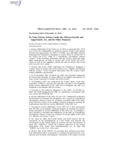 106th United States Congress / African Growth and Opportunity Act / United States trade policy / World Trade Organization / Uruguay Round Agreements Act / Harmonized Tariff Schedule for the United States / Office of the United States Trade Representative / International trade / International relations / Foreign relations of the United States