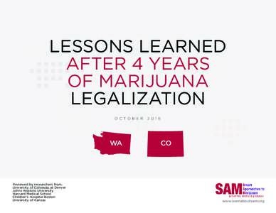 LESSONS LEARNED AFTER 4 YEARS OF MARIJUANA LEGALIZATION O C T O B E R