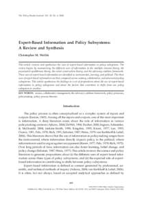 Expert-Based Information and Policy Subsystems: A Review and Synthesis