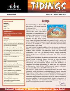 NIDM Newsletter	  Vol. VII, No. 1, January - March 2012 Message