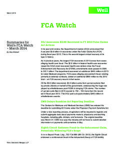 March[removed]FCA Watch Summaries for Weil’s FCA Watch – March 2014