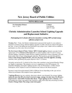 Lighting / Sustainable energy / Architecture / Energy / Technology / Energy policy in the United States / Energy conservation / Energy economics / New Jersey Board of Public Utilities / Compact fluorescent lamp