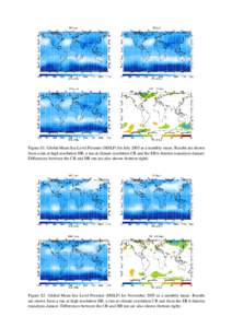 Figure S1: Global Mean Sea Level Pressure (MSLP) for July 2005 as a monthly mean. Results are shown from a run at high resolution HR, a run at climate resolution CR and the ERA-Interim reanalysis dataset. Differences bet