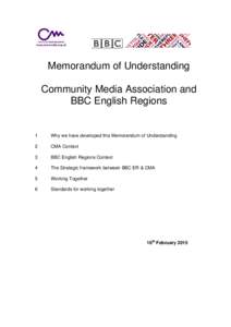 Memorandum of Understanding Community Media Association and BBC English Regions 1