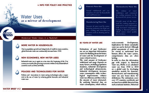 ▶ INFO FOR POLICY AND PRACTICE  Water Uses as a mir ror of development