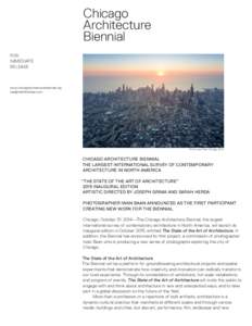 Chicago Architecture Biennial FOR IMMEDIATE RELEASE