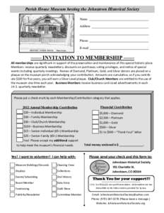 Parish House Museum hosting the Johnstown Historical Society Name Address Phone E-mail