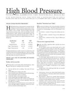 High Blood Pressure PHYSICIANS COMMITTEE  FOR