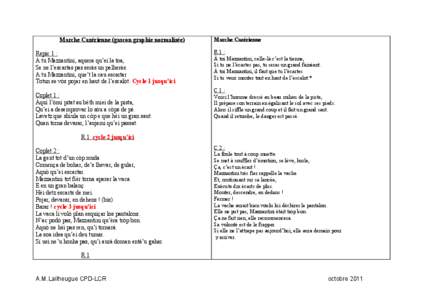 Marche Cazérienne (gascon graphie normalisée) Repic 1 : A tu Mazzantini, aquera qu’ei la toa,