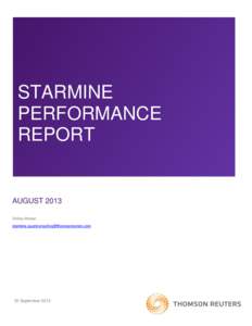 STARMINE PERFORMANCE REPORT AUGUST 2013 Shirley Birman