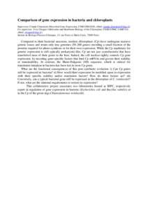 Comparison of gene expression in bacteria and chloroplasts Supervisor: Claude Chiaruttini (Microbial Gene Expression, CNRS FRE3630, eMail: ) Co-supervisor: Yves Choquet (Molecular and Membrane B