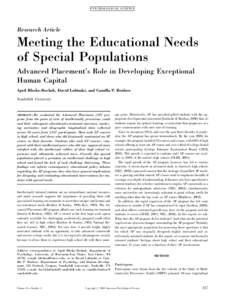 P SY CH O L O G I CA L SC I ENC E  Research Article Meeting the Educational Needs of Special Populations