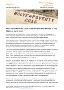 International development / Make Poverty History / Socioeconomics / Millennium Development Goals / Tony Abbott / Aid / Baptists / Warringah Council / Micah Challenge UK / Poverty / Christianity / Development