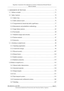 Regulatory Assessment of the Application to Construct a Replacement Research Reactor Table of Contents 3. ASSESSMENT OF THE PSAR………………………………………………………….. [removed]Defence in depth