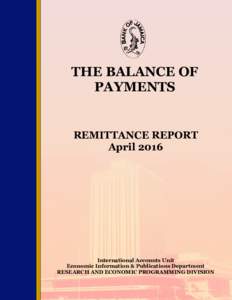 THE BALANCE OF PAYMENTS REMITTANCE REPORT April External