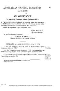 No. 53 of[removed]AN ORDINANCE To amend the Consumer  Affairs