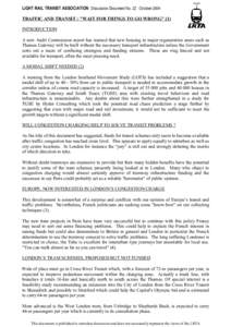 LIGHT RAIL TRANSIT ASSOCIATION Discussion Document No. 22 October 2004 TRAFFIC AND TRANSIT : 