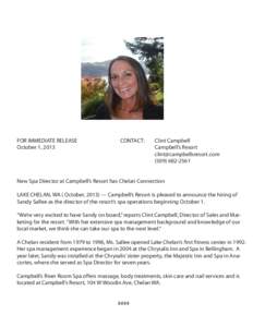 FOR IMMEDIATE RELEASE October 1, 2013 CONTACT:  Clint Campbell