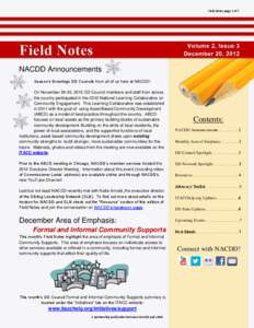 Field Notes page 1 of 7  NACDD Announcements Season’s Greetings DD Councils from all of us here at NACDD! On November 29-30, 2012 DD Council members and staff from across the country participated in the 2012 National L