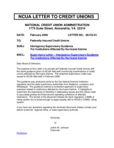 Interagency Supervisory Guidance For Institutions Affected By Hurricane Katrina